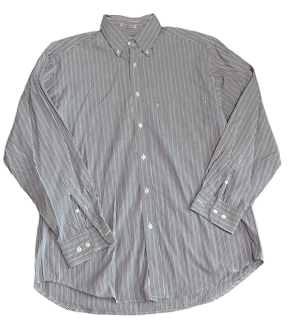 Gap Mens M Y2K Classic Tailoring Cotton Shirt Red White & Blue Pinstripe Preppy